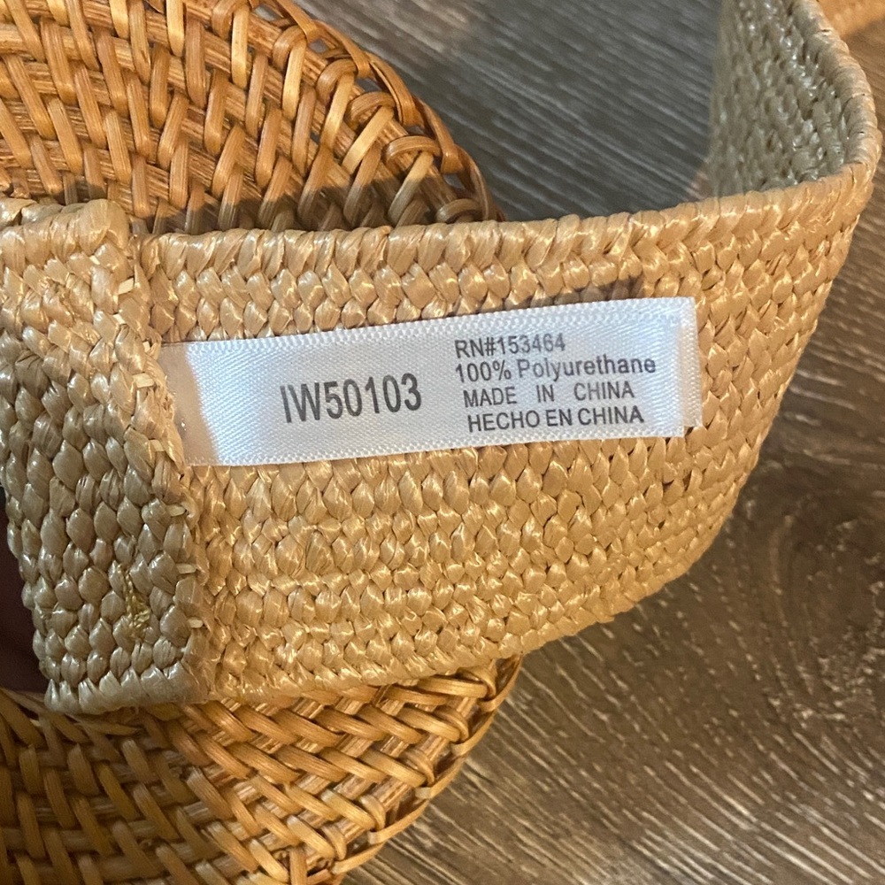 Woven Natural Straw Belt with Round Buckle - Tan - Picture 5 of 5